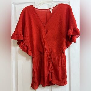 🥳4for $10 Rust Ruffle Sleeve Romper